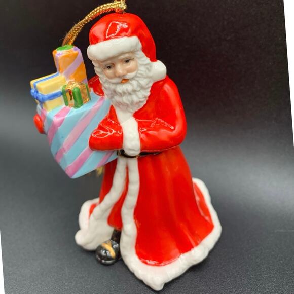 Belleek Santa Christmas Ornament Irish Porcelain Original Box - Picture 1 of 8